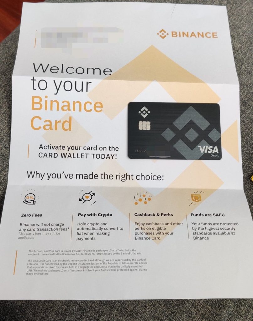 binance visa debit card